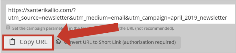 UTM-tagin kopioiminen URL Builderista