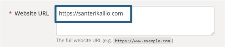 URL-osoite täytettynä URL Builderin kenttään